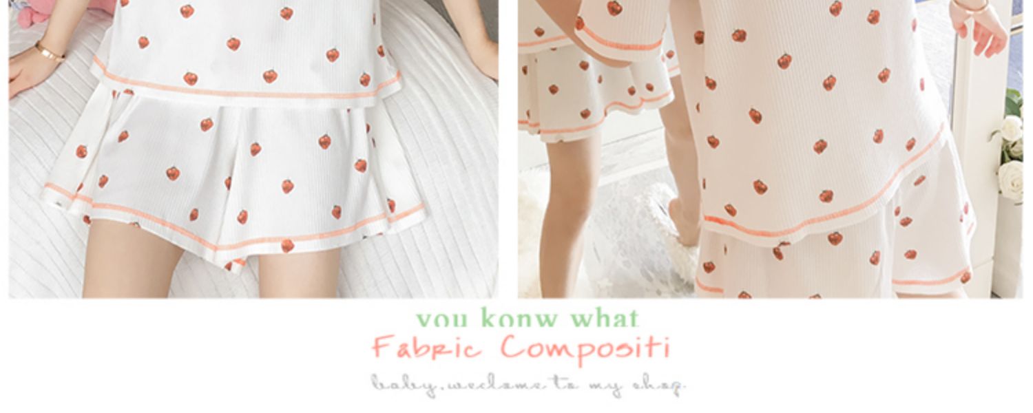 Đồ ngủ nữ mùa hè ngắn tay cotton hai mảnh Sinh viên Hàn Quốc ngọt ngào và đáng yêu mẫu mùa hè mỏng có thể mặc ngoài dịch vụ tại nhà - Bộ Pajama đồ pijama