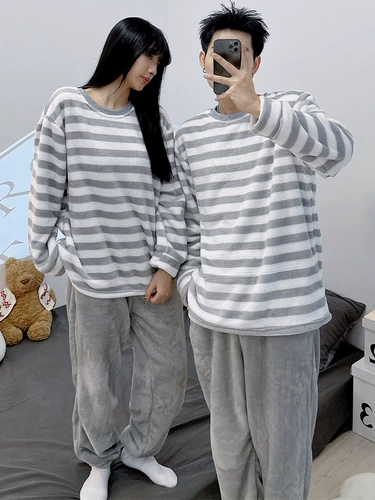 Демисезонная коралловая бархатная брендовая пижама для отдыха для влюбленных, фланелевый комплект