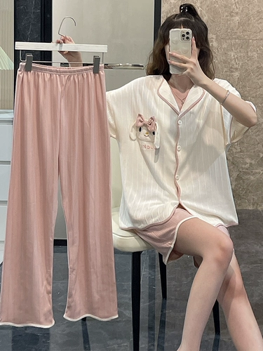 Пижама, топ с чашечками, мультяшный противоударный комплект, 3 предмета, 2025 года, короткий рукав