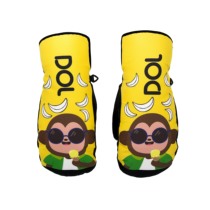 DOL1920 mens and womens single and double board stuffy ski gloves imported leather warm breathable wear-resistant inner five fingers in winter