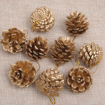 4cm9 gold lacquered pine cone Christmas tree decoration pendant 5cm6 silver Christmas dress up supplies