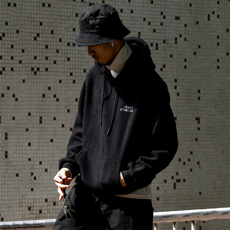 BurbanStandard day family Lianhood Sports shirt Male 2020 Autumn winter new currents Loose Rocking Grain Suede Jacket