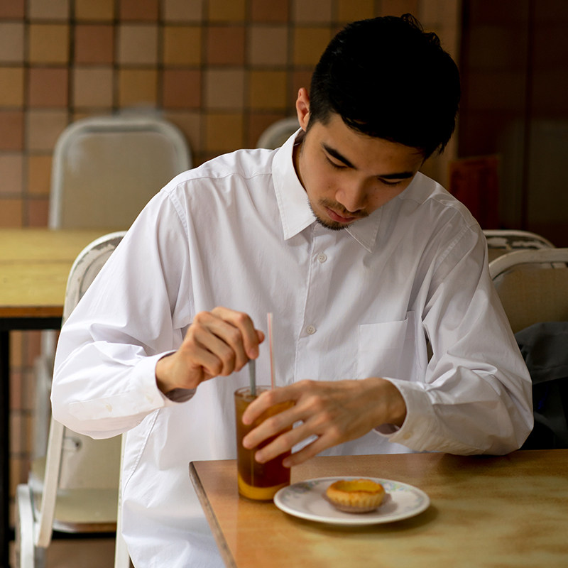 UrbanStandard Japanese white lapel shirt men's spring and autumn loose wear shirt trendy brand long-sleeved jacket