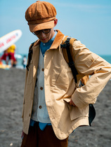  UrbanStandard Japanese retro tooling jacket Mens contrast lapel multi-pocket functional jacket autumn top