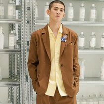  urbanstandard Japanese retro brown blazer mens and womens loose profile wild couple suits