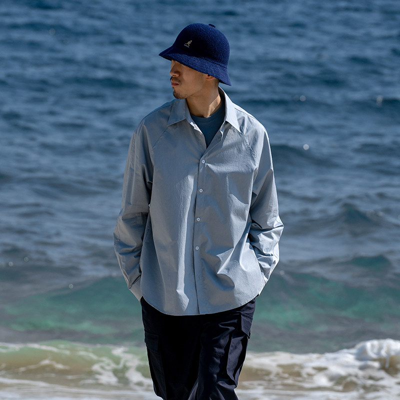 UrbanStandard Broadtype Shirts Men Casual 2021 Spring New Pint Day Ensemble Pure color retro shirt Long sleeves