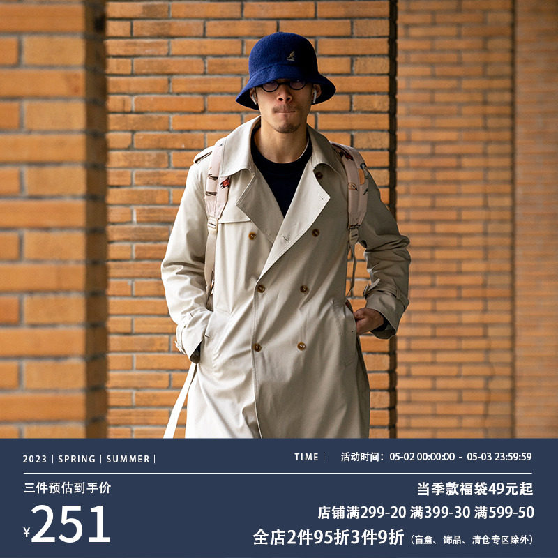 Urban Standard Trench Dress Men's Long Design Sense Spring Jack Costumes