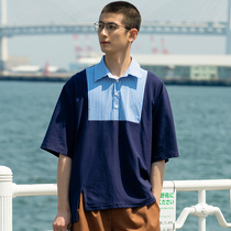  urbanstandard2020 Japanese summer polo shirt mens striped stitching hit porn couple lapel short-sleeved T-shirt