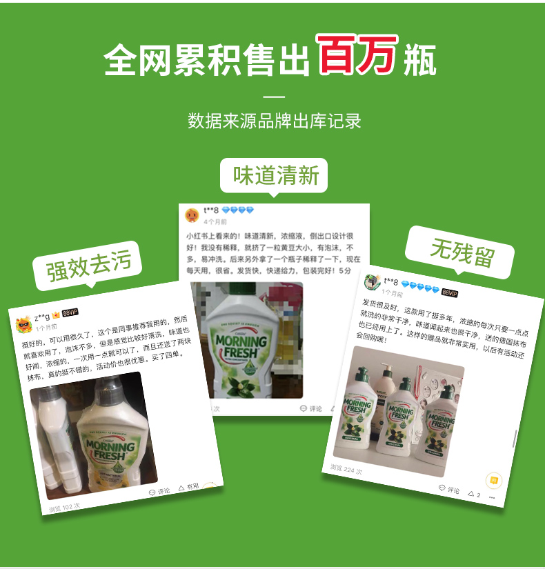 澳洲进口 Morning Fresh 食品级高浓缩洗洁精 400ml*5瓶 图3