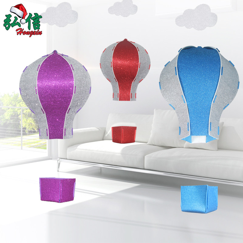 Christmas decorations hot air balloon ornaments thickened glitter pendant large creative pendant window scene layout supplies