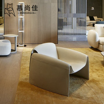 Italian Style Light Lavish Nordic Single Sofa Chair Hotel Decent Board Room Designer Leather Brief Sloth Casual Chair