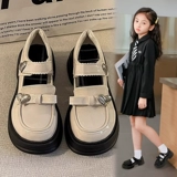 Туфли для кожаной обуви, осенний черный наряд маленькой принцессы, лоферы, обувь, мягкая подошва, в западном стиле, подходит для подростков