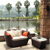 Outdoor rattan sofa Rattan bed Balcony Courtyard Villa Garden Round bed Table and chair Coffee table combination Special offer