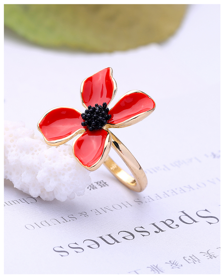 Nhẫn men đỏ men Hai màu tùy chọn Châu Âu và Mỹ thời trang hipster vòng hoa trang sức Thanh Đảo cô gái phương Tây - Nhẫn nhẫn đồng xu