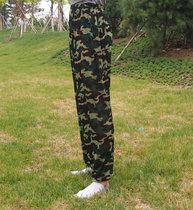 Camouflage black bloomers breathable Ice Silk running pants high waist crotch plus fat size wide pine summer thin middle-aged trousers