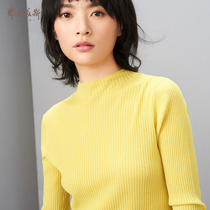 Ordos 1980 Womens Autumn Joker Half-Turtleneck Sweater Seventh Sleeve Top C296D0008