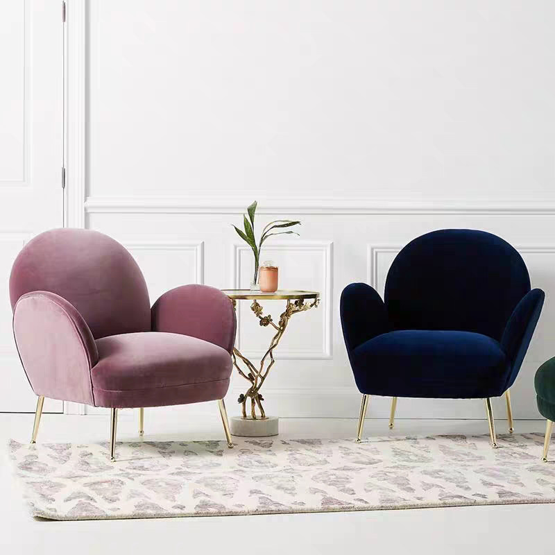 Nordic light luxury green velvet sofa living room bedroom leisure chair hotel designer club beetle single chair