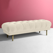 Minimalist golden foot bed tail stool rear modern sample Interplate fabric sofa stool for changing shoes and stool for dressing stool