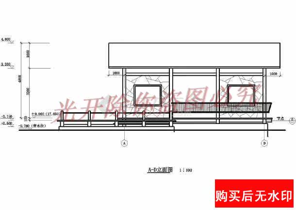 [园林古建小品选cad图【水榭cad图】-图3]