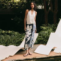 ZA2025 new summer women's temperament silk satin texture printed high waist straight midi skirt 3666111 330