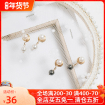 DD small earrings exquisite Super fairy double c mosquito coil ear clip 14K gold female temperament wind blowing small fragrance pearl earrings