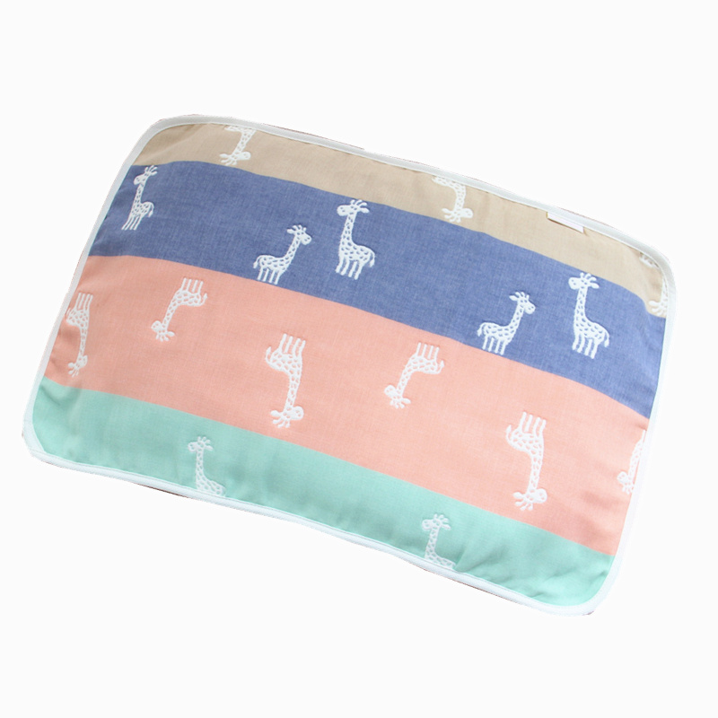 Trẻ em jacquard khăn bông gạc sáu lớp dày thấm nước, học sinh mẫu giáo thở dễ thương bé gối khăn - Khăn gối áo gối lụa