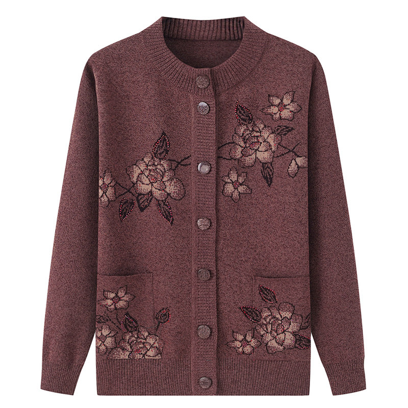 Granny sweater women's autumn and winter clothing 70-80 years old knitwear old lady cardigan spring mother jacket