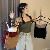 2021 wooden ear sling female summer design sense wearing short vest Sexy Slim niche inner top