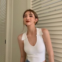 2022 Summer Short white inner lap sleeveless sexy harness outside wearing knit small vest for undershirt womens clothing