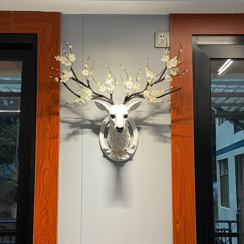 Deer head decoration wall hanging to make money creative porch wall wall decoration European living room TV background wall pendant
