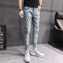 Jeans Men Tide Brand Autumn Vintage Little Foot Pants Korean version Joker Slim Straight Long Pants Trend ankle-length pants