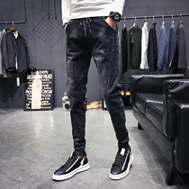 Mens 2020 autumn and winter jeans Korean slim-legged pants trend black youth students casual long pants