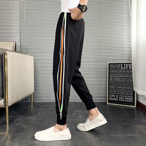 Summer mens casual pants ankle-length pants pants loose slim trend thin Sports Net Red Tide brand personality zipper