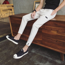 Pants mens summer casual pants thin ankle-length pants trend Harlan leg slim Sports small foot long pants