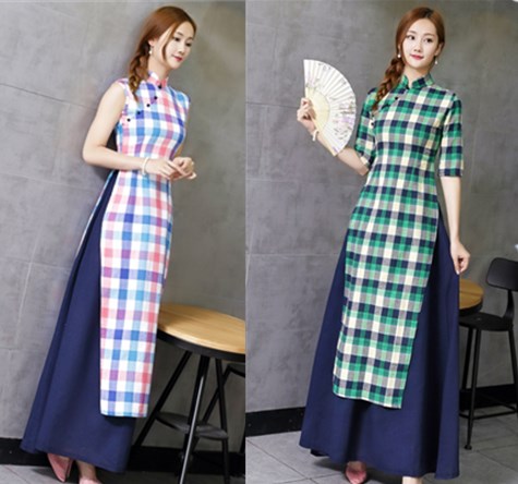 Genuine cheongsam, dress, long skirt, 2018