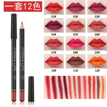 Lip liner Waterproof long-lasting and not easy to bleach lipstick pen Lip pen female 12-color set matte