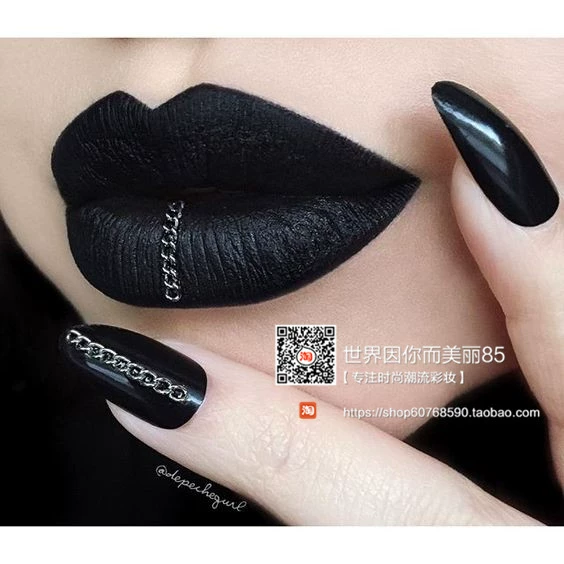 1 miễn phí vận chuyển 2016 mới điều cấm kỵ hôn tinh khiết màu đen son môi lip men son môi matte cosplay Halloween