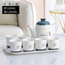 Ceramic kettle set Nordic style coffee pot cup large cold water pot Household water set High temperature tea kettle