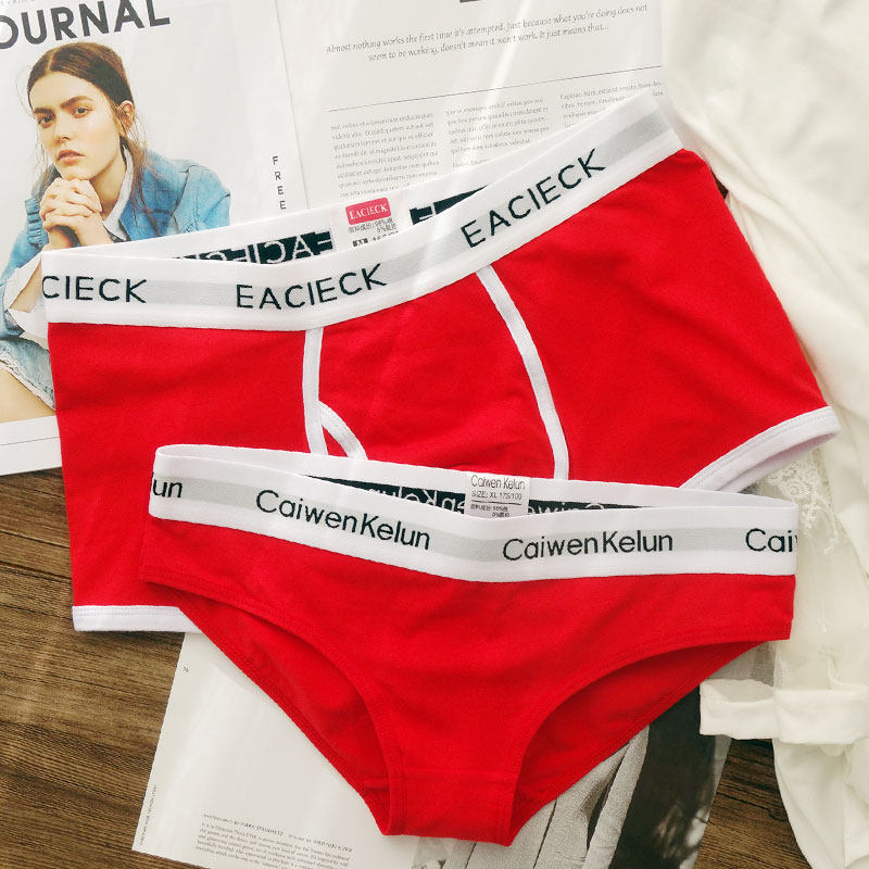 Two pairs of married underwear couples male and female red cotton suit creative personality new couple 2018