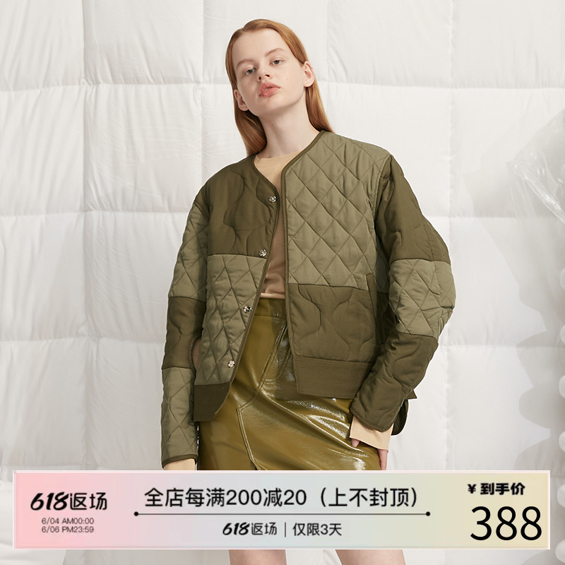 DIDDI MODA Original designer 2021 Winter new cotton padded jacket Spliced Cotton Jacket Woman Short