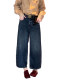 Retro Scimitar Jeans for Women 2026 Spring New Large Size Pear-Shaped Body High-Waisted Slimming Nine-Point Wide-Leg Pants