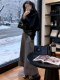 Houndstooth wide-leg casual pants for women in winter new large size pear-shaped body loose and slim curled nine-point straight pants