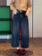 Retro Scimitar Jeans for Women 2026 Spring New Large Size Pear-Shaped Body High-Waisted Slimming Nine-Point Wide-Leg Pants