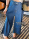 Tencel Straight-Leg Jeans for Women, Spring New Style, Plus Size, Pear-Shaped Body, High-Waisted, Slimming, Ice Silk, Cropped Wide-Leg Pants