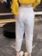 White linen harem pants for women 2025 new autumn large size pear-shaped figure loose slimming eight-point carrot pants