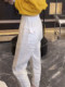 White linen harem pants for women 2025 new autumn large size pear-shaped figure loose slimming eight-point carrot pants