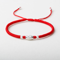 Sterling silver beaded red rope anklet womens destiny year red foot rope hand-woven simple sexy ankle chain