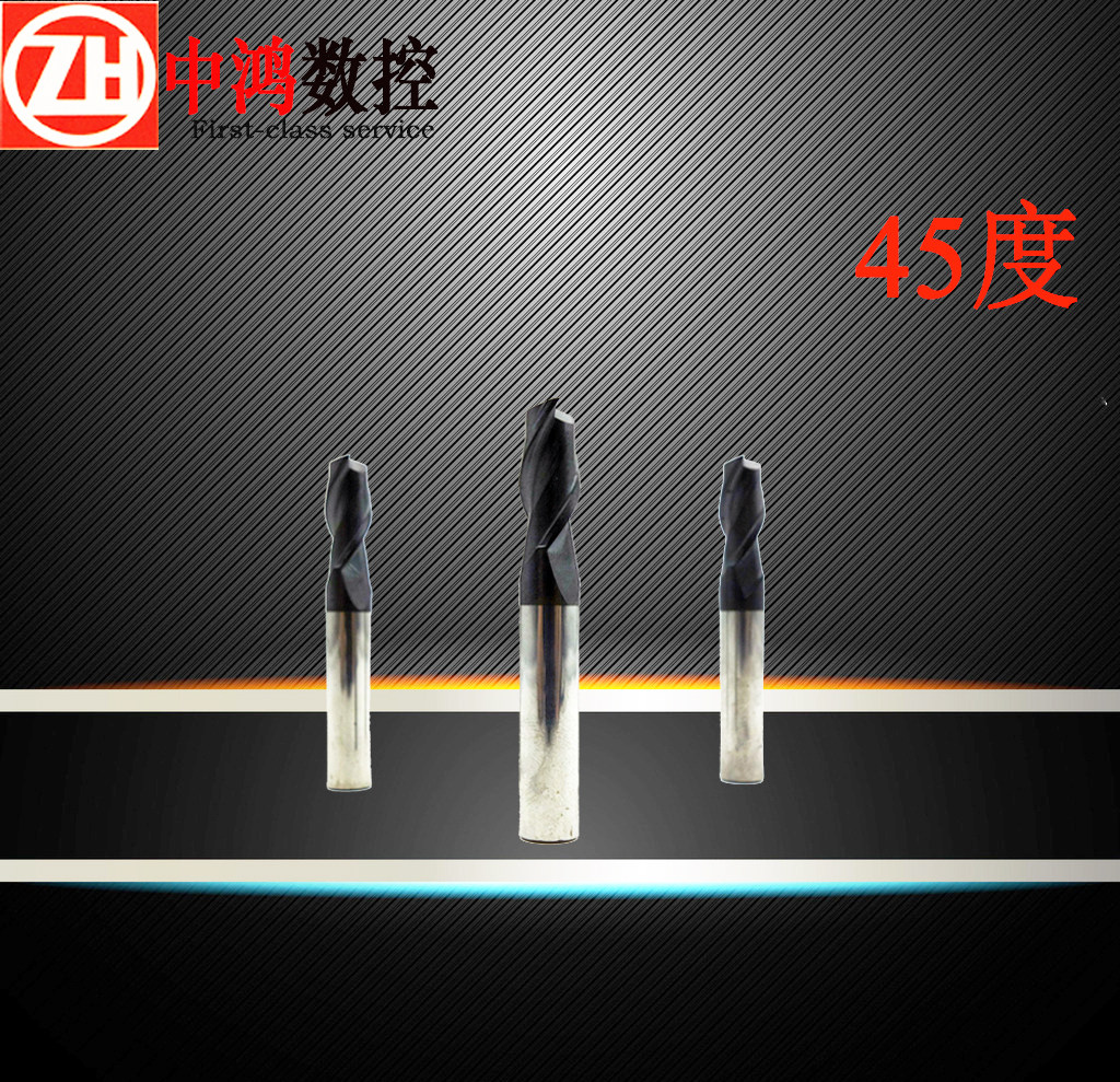 Zhonghong 45 degree 2 blade alloy tungsten steel hard coating straight shank end mill