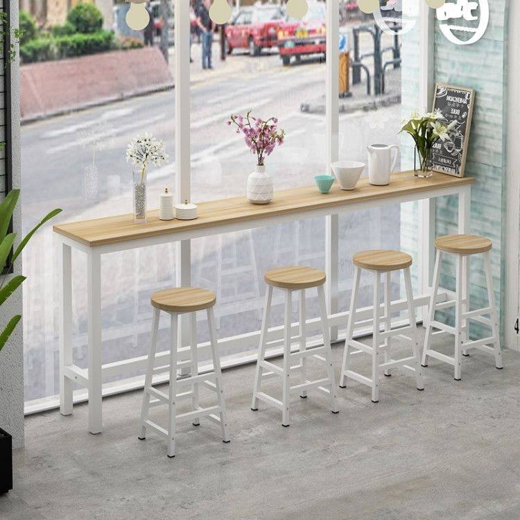 Close by wall Bar table Home Living room High foot table minimalist Bar table milk tea shop table and chairs Combined strip table narrow table-Taobao