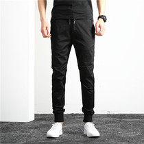 Clara LEE joint fashion brand summer drawstring pants mens thin Korean slim-fit large size small foot tooling casual pants